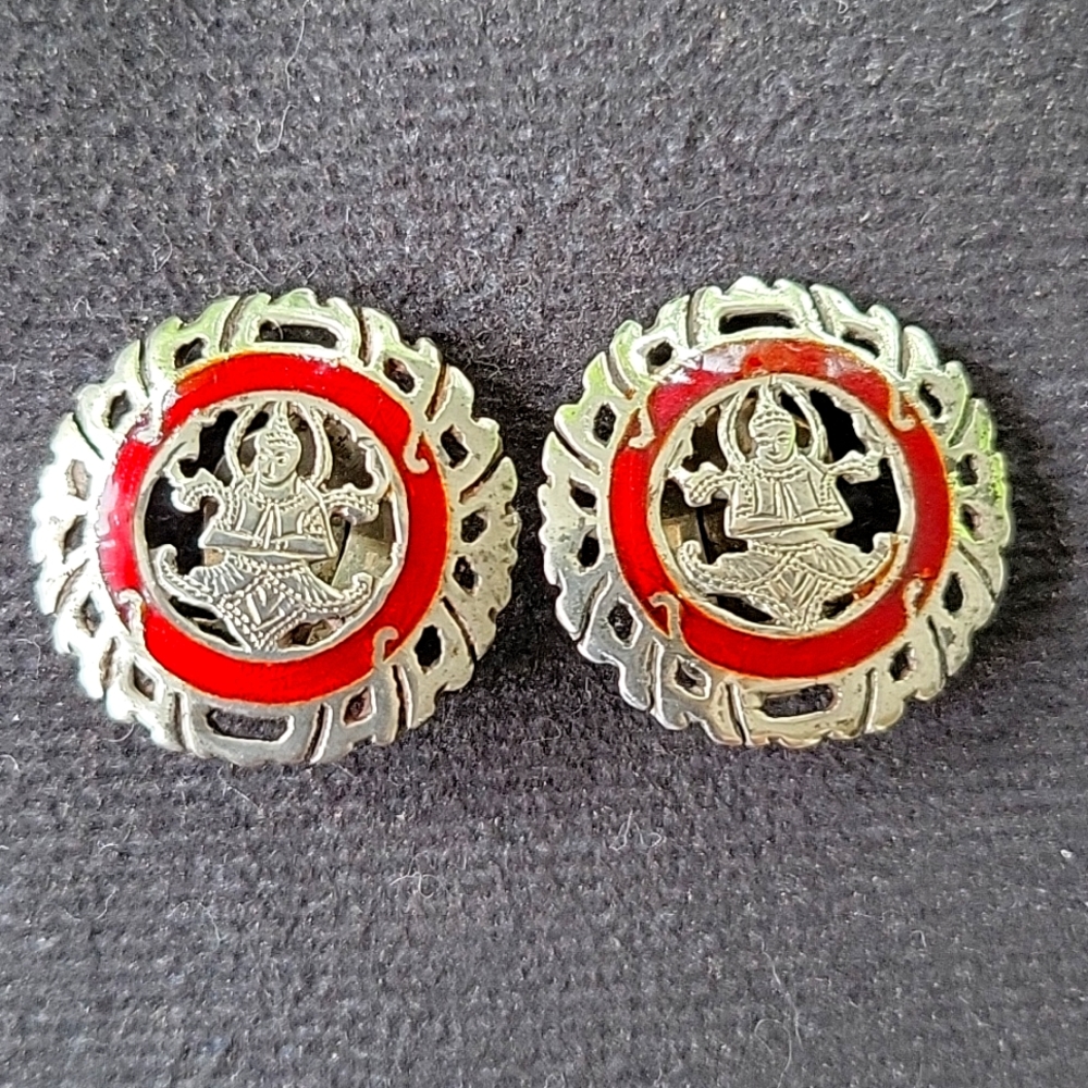 Vintage Sterling Siam clip earrings